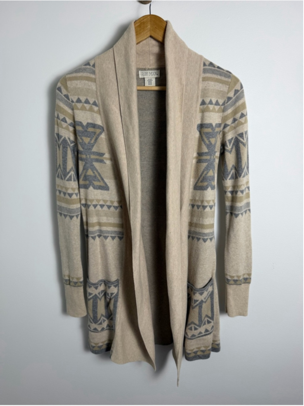 Southwestern Geometric Open Front Cardigan Cotton XS